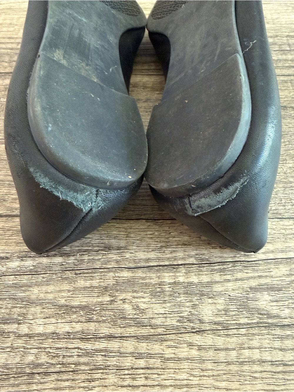 Tory Burch Black Leather Logo Flats - Picture 4 of 5